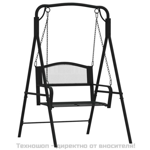 Люлееща пейка, 124 см, черна, стомана