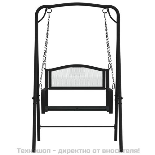 Люлееща пейка, 124 см, черна, стомана