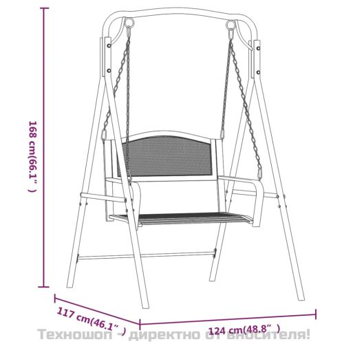 Люлееща пейка, 124 см, черна, стомана