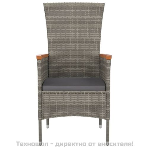 Градински столове с възглавници, 2 бр, полиратан, сиви