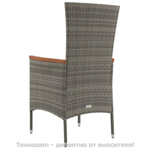 Градински столове с възглавници, 2 бр, полиратан, сиви