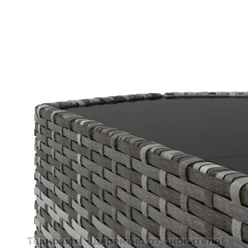 Градински лаундж комплект с възглавници 4 части сив полиратан