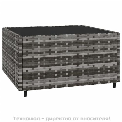 Градински лаундж комплект с възглавници 3 части сив полиратан