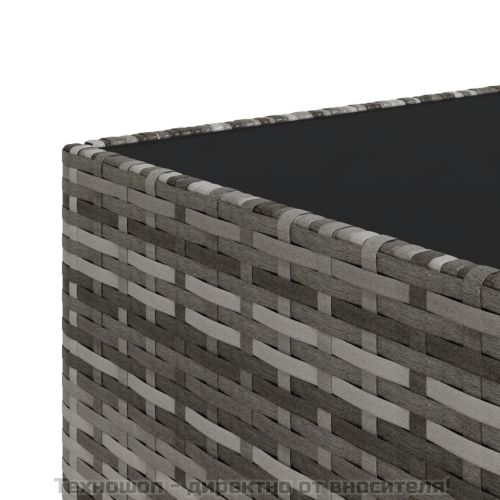 Градински лаундж комплект с възглавници 3 части сив полиратан