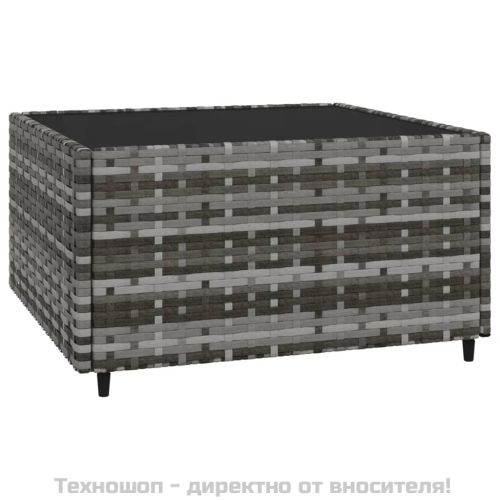 Градински лаундж комплект с възглавници 3 части сив полиратан