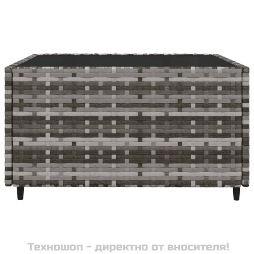 Градински лаундж комплект с възглавници 3 части сив полиратан