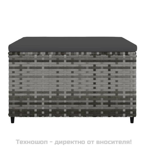 Градински табуретки с възглавници, 2 бр, сив полиратан