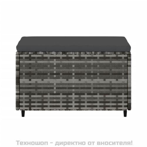 Градински табуретки с възглавници, 2 бр, сив полиратан