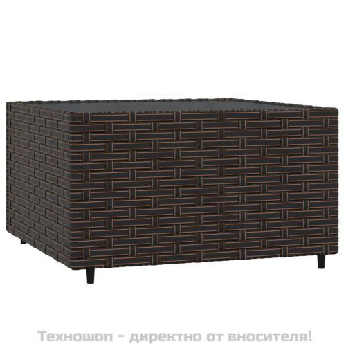 Градински комплект с възглавници, 3 части, кафяв, полиратан