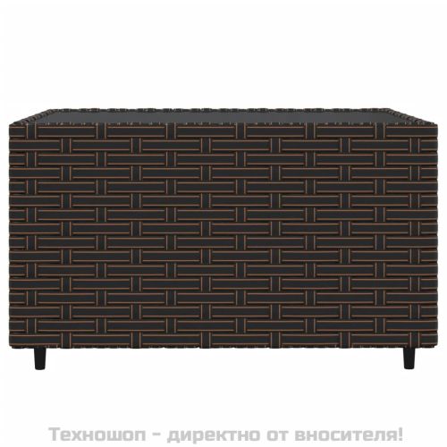 Градински комплект с възглавници, 3 части, кафяв, полиратан