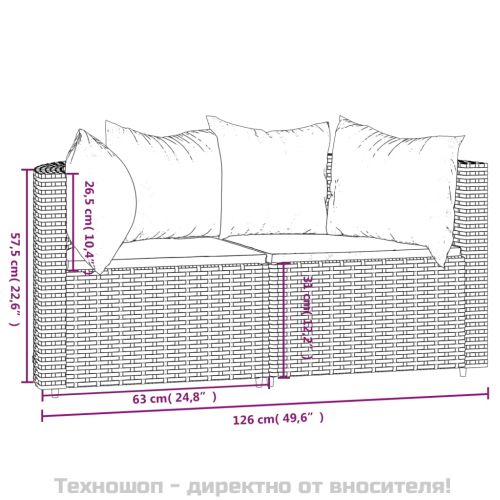 Градински ъглови дивани с възглавници, 2 бр, сиви, полиратан