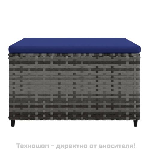 Градинска табуретка с възглавница, сива, полиратан