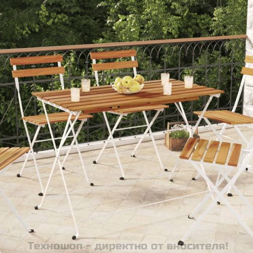 Сгъваема бистро маса, 100x54x71 см, акация масив и стомана