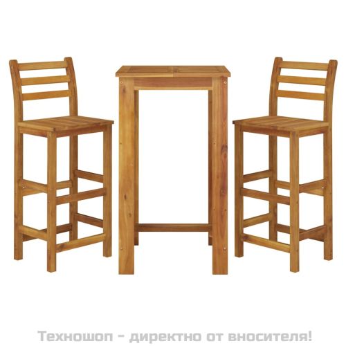 Градински бар комплект от 3 части, акация масив