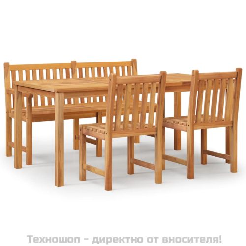 Градински трапезен комплект, 4 части, тиково дърво масив