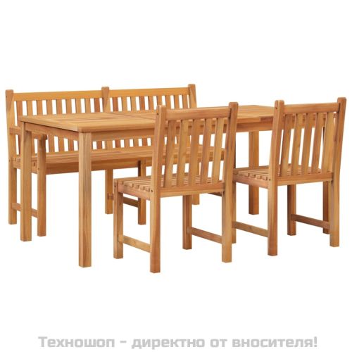 Градински трапезен комплект, 4 части, тиково дърво масив
