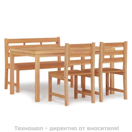 Градински трапезен комплект, 4 части, тиково дърво масив