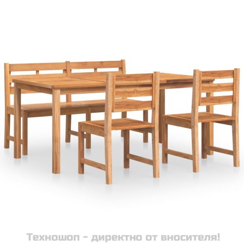 Градински трапезен комплект, 4 части, тиково дърво масив