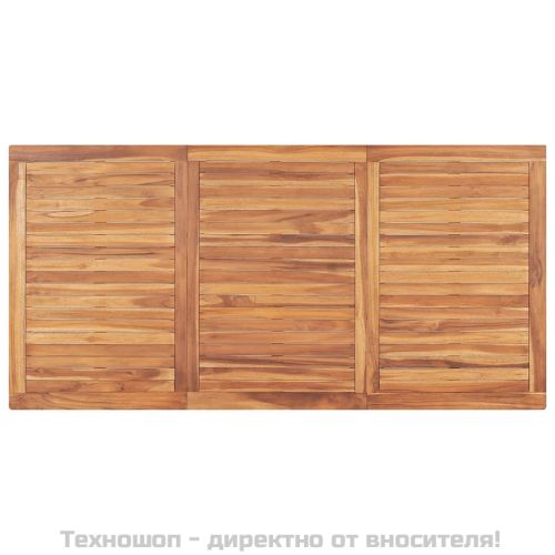 Градински трапезен комплект, 5 части, тиково дърво масив