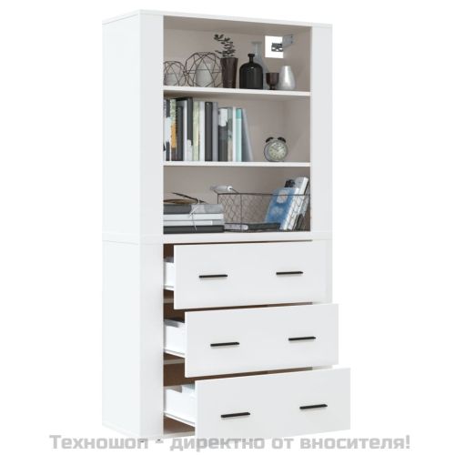 Висок шкаф, бял, инженерно дърво