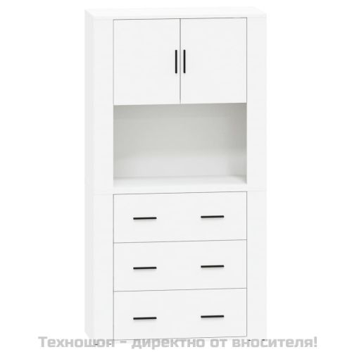 Висок шкаф, бял, инженерно дърво