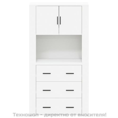 Висок шкаф, бял, инженерно дърво
