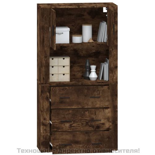 Висок шкаф, опушен дъб, инженерно дърво