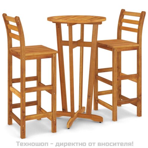 Градински бар комплект от 3 части, акация масив