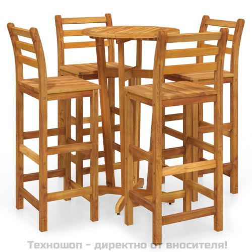 Градински бар комплект от 5 части, акация масив