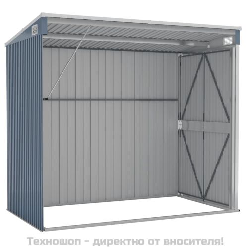 Градинска барака за стенен монтаж сива 118x194x178 см стомана