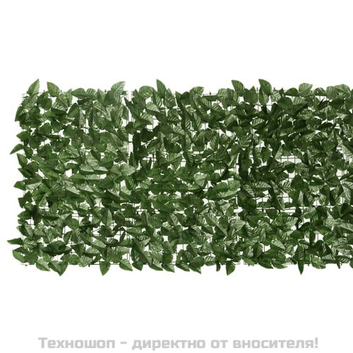 Балконски параван с тъмнозелени листа, 400x75 см