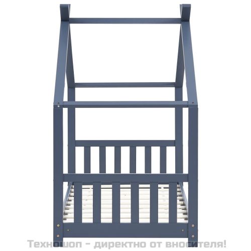 Рамка за детско легло, сива, бор масив, 70x140 см