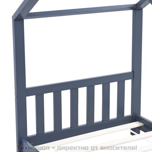 Рамка за детско легло, сива, бор масив, 70x140 см