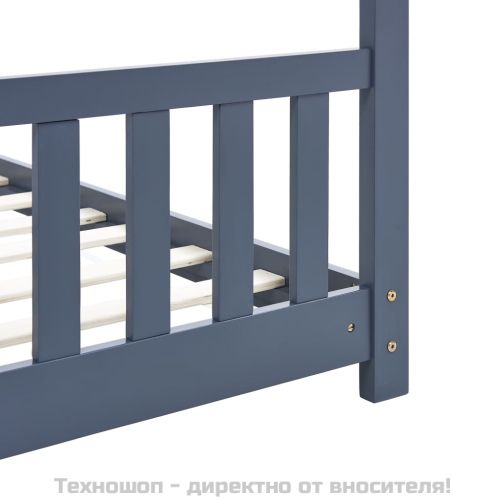 Рамка за детско легло, сива, бор масив, 70x140 см