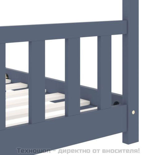 Рамка за детско легло, сива, бор масив, 90х200 см