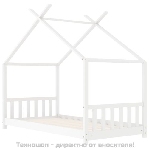 Рамка за детско легло, бяла, бор масив, 70x140 см