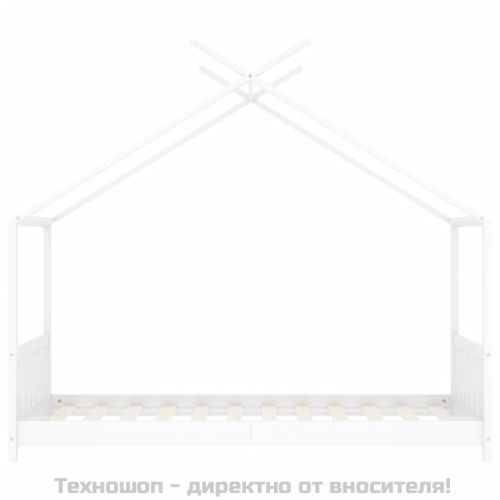 Рамка за детско легло, бяла, бор масив, 70x140 см