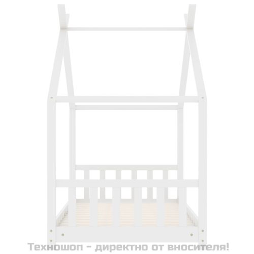 Рамка за детско легло, бяла, бор масив, 70x140 см