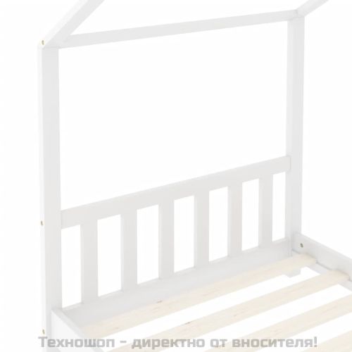 Рамка за детско легло, бяла, бор масив, 70x140 см