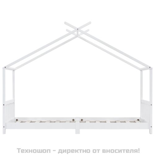 Рамка за детско легло, бяла, бор масив, 90х200 см