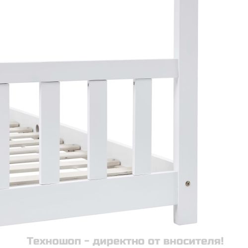 Рамка за детско легло, бяла, бор масив, 90х200 см