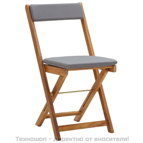 Сгъваем бистро комплект, 3 части, с възглавници, акация масив