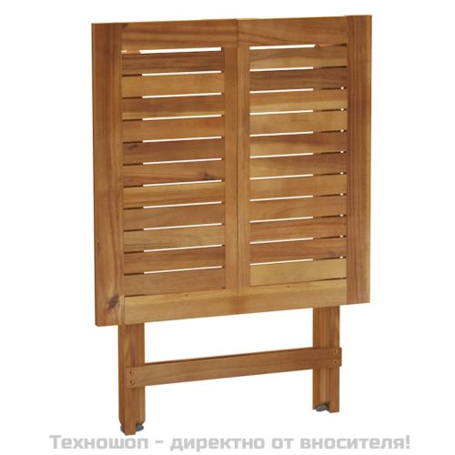 Сгъваем бистро комплект, 3 части, с възглавници, акация масив