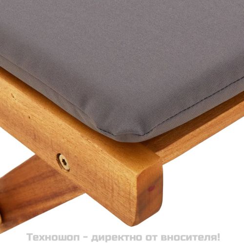 Сгъваем бистро комплект, 3 части, с възглавници, акация масив