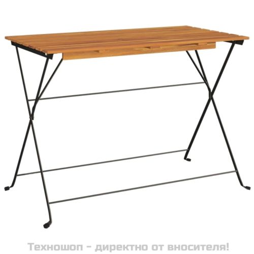 Сгъваема бистро маса, 100x54x71 см, акация масив и стомана