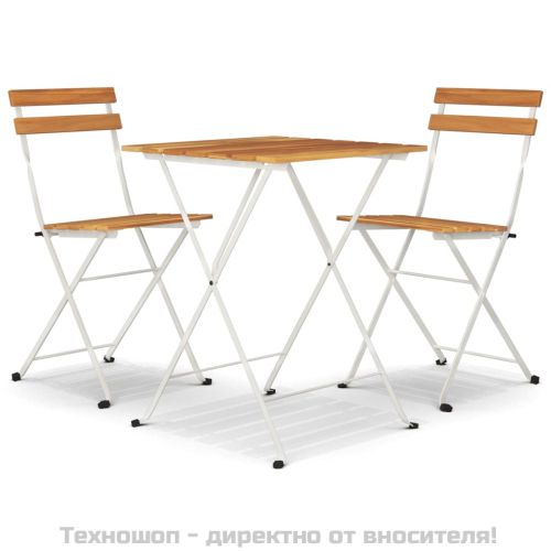 Сгъваем бистро комплект от 3 части, акация масив и стомана