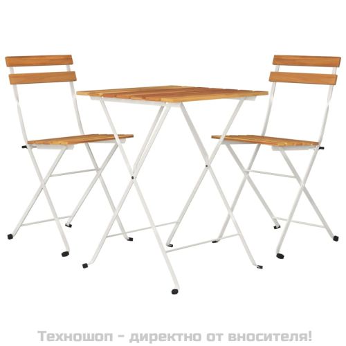 Сгъваем бистро комплект от 3 части, акация масив и стомана