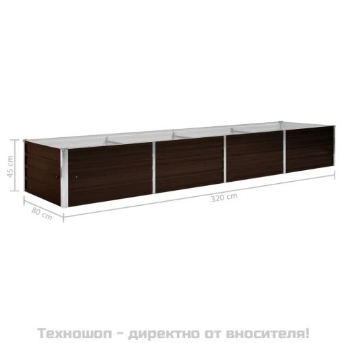 Градинска висока леха кафява 320x80x45 см поцинкована стомана