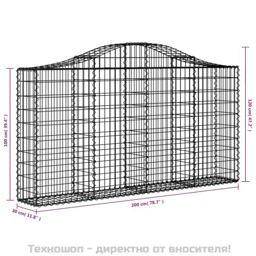 Габионни кошници арка 5 бр 200x30x100/120 см поцинковано желязо