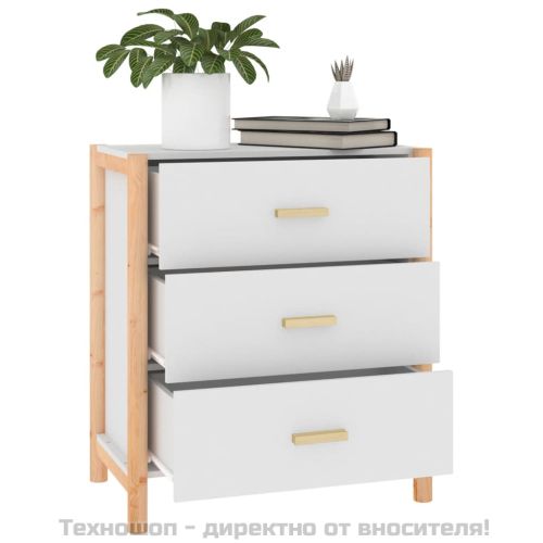 Сайдборд, бял, 62x38x70 см, инженерно дърво